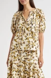 Ulla Johnson Tie Neck Puff Sleeve Top In Neutral