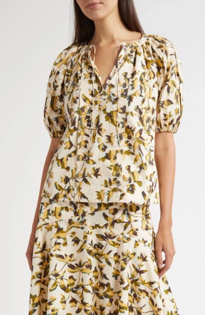 Ulla Johnson Tie Neck Puff Sleeve Top