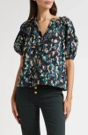 Ulla Johnson Tie Neck Puff Sleeve Top In Blue