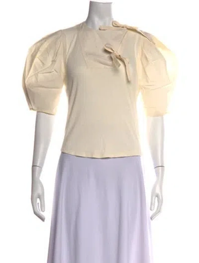 Pre-owned Ulla Johnson Tie Neck Short Sleeve Top In Neutrals