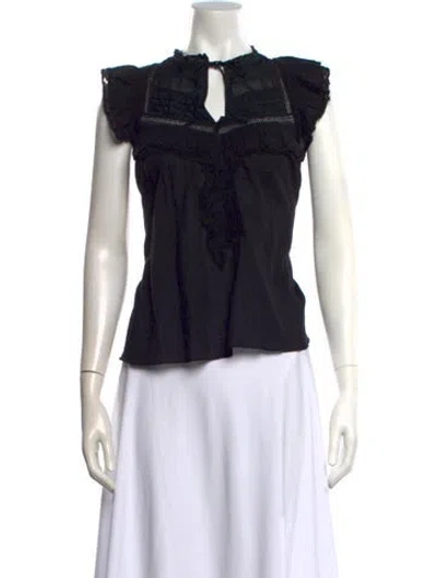 Pre-owned Ulla Johnson Tie Neck Sleeveless Blouse In Black