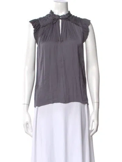 Pre-owned Ulla Johnson Tie Neck Sleeveless Blouse In Gray