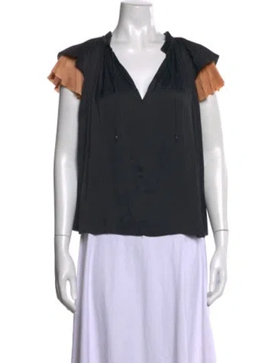 Pre-owned Ulla Johnson Tie Neck Sleeveless Blouse In Gray