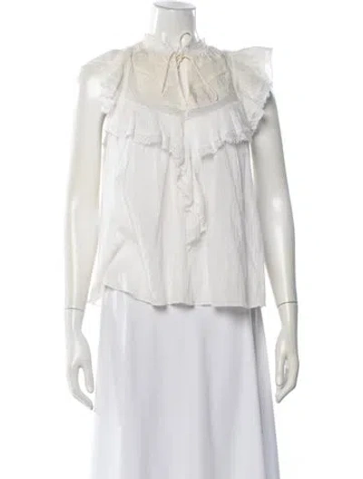 Pre-owned Ulla Johnson Tie Neck Sleeveless Blouse In Neutral