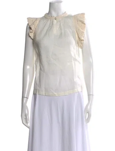 Pre-owned Ulla Johnson Tie Neck Sleeveless Blouse In Neutral