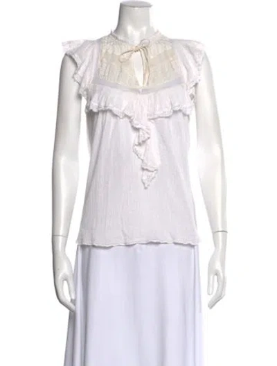 Pre-owned Ulla Johnson Tie Neck Sleeveless Blouse In Neutral