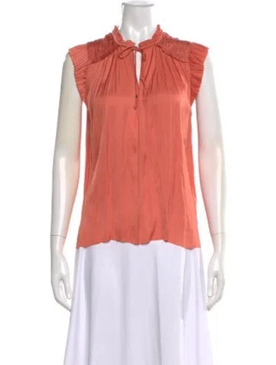 Pre-owned Ulla Johnson Tie Neck Sleeveless Blouse In Orange