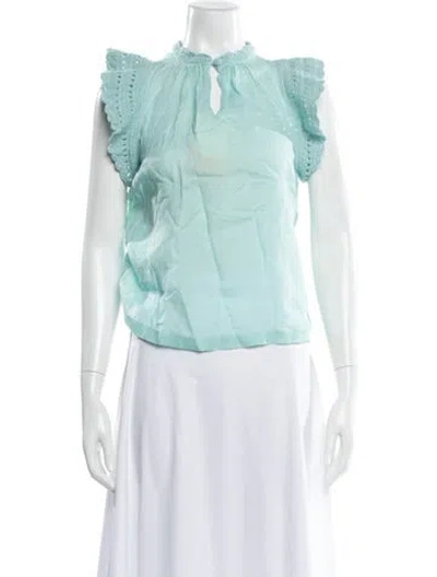 Pre-owned Ulla Johnson Tie Neck Sleeveless Blouse W/ Tags In Blue