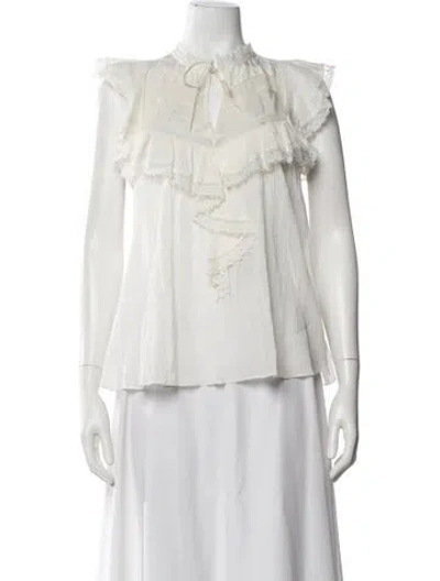 Pre-owned Ulla Johnson Tie Neck Sleeveless Blouse In White