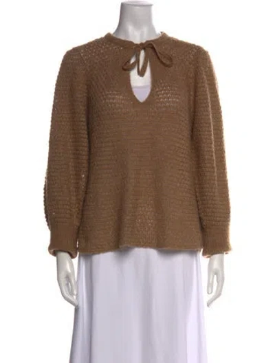 Pre-owned Ulla Johnson Tie Neck Sweater In Brown