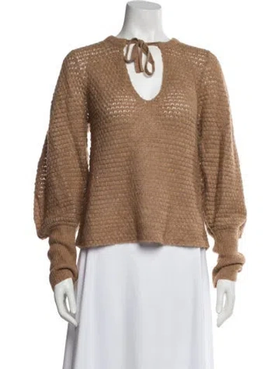 Pre-owned Ulla Johnson Tie Neck Sweater In Neutral