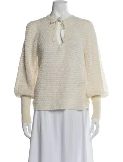 Pre-owned Ulla Johnson Tie Neck Sweater In Neutral