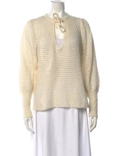 Pre-owned Ulla Johnson Tie Neck Sweater In Neutral