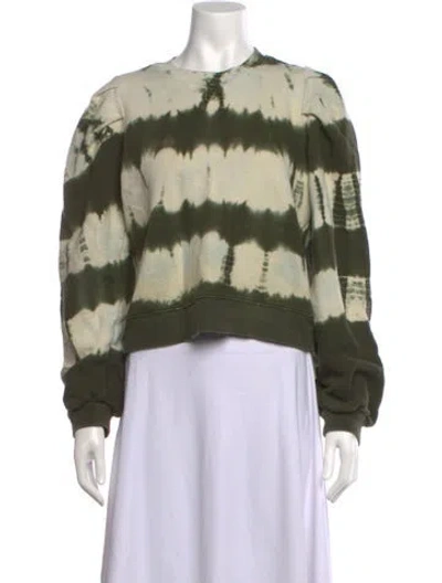 Pre-owned Ulla Johnson Tie-dye Print Bateau Neckline Sweatshirt In Green
