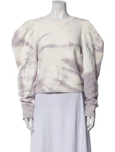 Pre-owned Ulla Johnson Tie-dye Print Bateau Neckline Sweatshirt In White