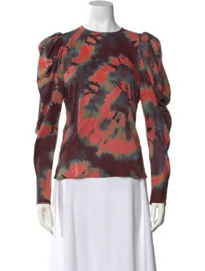 Pre-owned Ulla Johnson Tie-dye Print Crew Neck Blouse In Purple