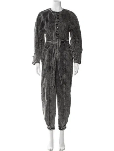 Pre-owned Ulla Johnson Tie-dye Print Crew Neck Jumpsuit In Gray