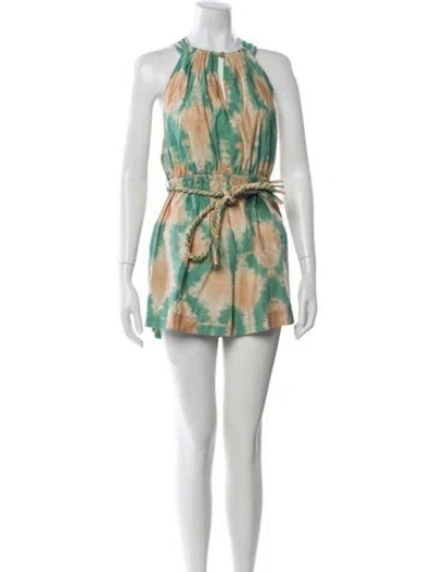 Pre-owned Ulla Johnson Tie-dye Print Crew Neck Romper In Gray