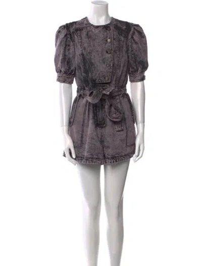 Pre-owned Ulla Johnson Tie-dye Print Crew Neck Romper In Purple