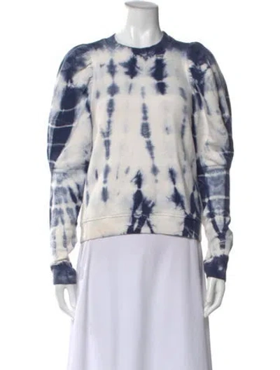 Pre-owned Ulla Johnson Tie-dye Print Crew Neck Sweater In Blue