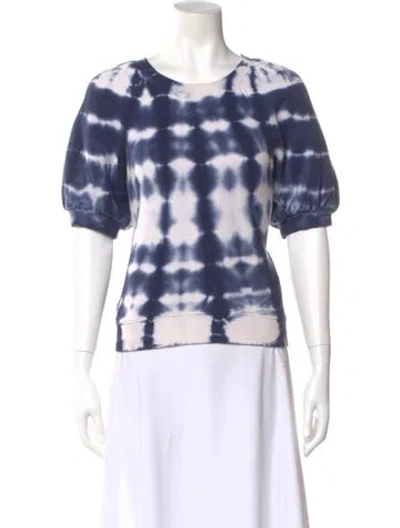 Pre-owned Ulla Johnson Tie-dye Print Crew Neck Sweater In Blue