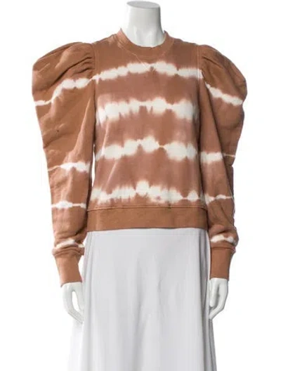 Pre-owned Ulla Johnson Tie-dye Print Crew Neck Sweater In Brown