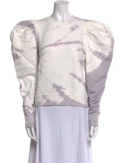 Pre-owned Ulla Johnson Tie-dye Print Crew Neck Sweater In White