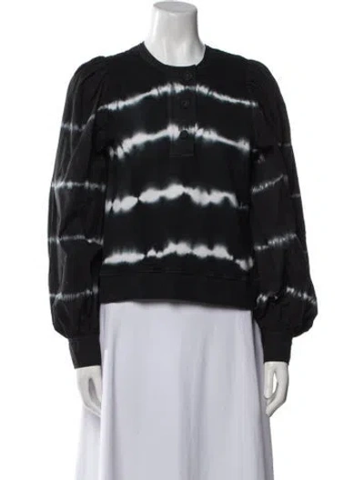 Pre-owned Ulla Johnson Tie-dye Print Crew Neck Sweatshirt In Blue