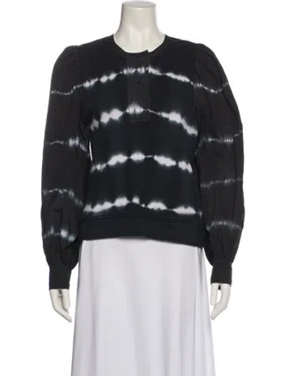 Pre-owned Ulla Johnson Tie-dye Print Crew Neck Sweatshirt In Blue
