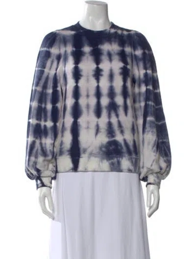 Pre-owned Ulla Johnson Tie-dye Print Crew Neck Sweatshirt In Blue