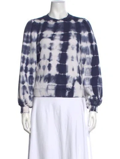 Pre-owned Ulla Johnson Tie-dye Print Crew Neck Sweatshirt In Blue