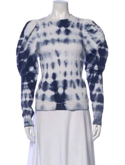 Pre-owned Ulla Johnson Tie-dye Print Crew Neck Sweatshirt In Blue