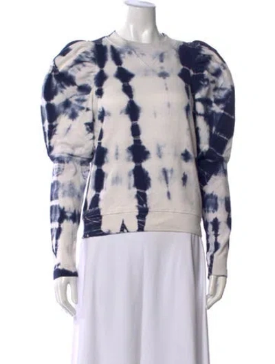 Pre-owned Ulla Johnson Tie-dye Print Crew Neck Sweatshirt In Blue
