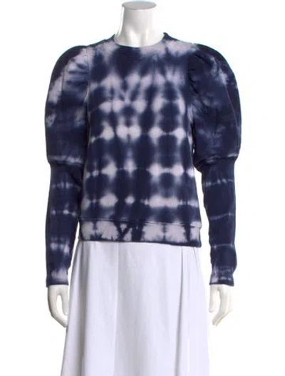 Pre-owned Ulla Johnson Tie-dye Print Crew Neck Sweatshirt In Blue/white