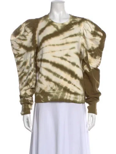 Pre-owned Ulla Johnson Tie-dye Print Crew Neck Sweatshirt In Green