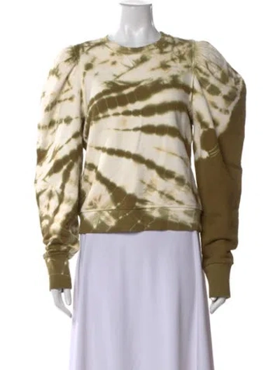 Pre-owned Ulla Johnson Tie-dye Print Crew Neck Sweatshirt In Green