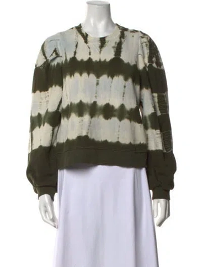Pre-owned Ulla Johnson Tie-dye Print Crew Neck Sweatshirt In Green