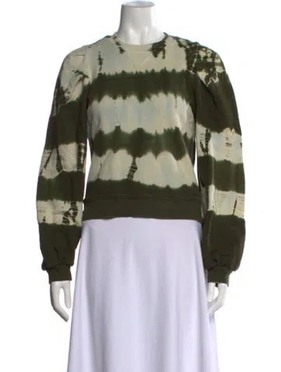 Pre-owned Ulla Johnson Tie-dye Print Crew Neck Sweatshirt In Green