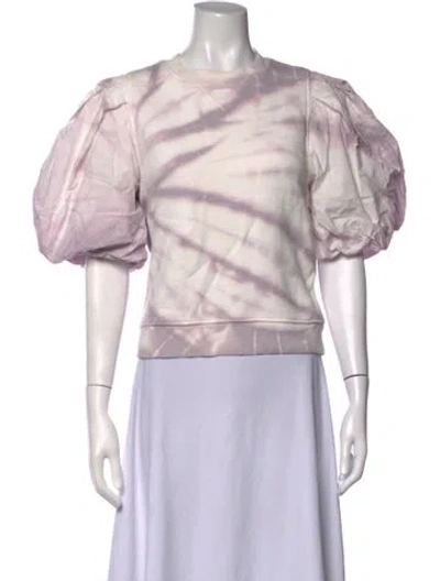 Pre-owned Ulla Johnson Tie-dye Print Crew Neck Sweatshirt In Purple/white