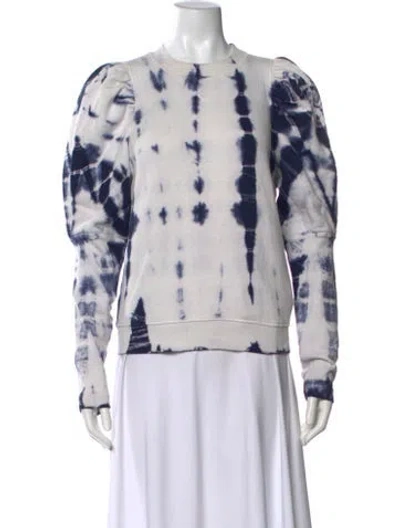 Pre-owned Ulla Johnson Tie-dye Print Crew Neck Sweatshirt In White