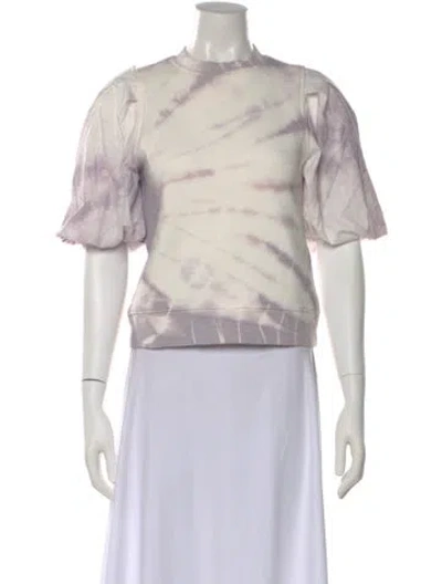 Pre-owned Ulla Johnson Tie-dye Print Crew Neck Sweatshirt In White