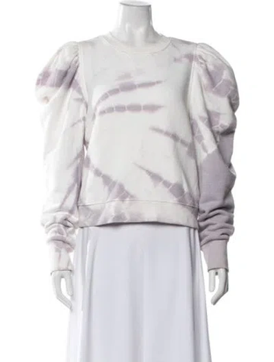Pre-owned Ulla Johnson Tie-dye Print Crew Neck Sweatshirt In White