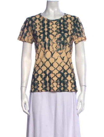 Pre-owned Ulla Johnson Tie-dye Print Crew Neck T-shirt W/ Tags In Yellow