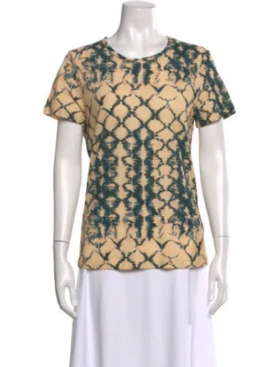 Pre-owned Ulla Johnson Tie-dye Print Crew Neck T-shirt In Yellow