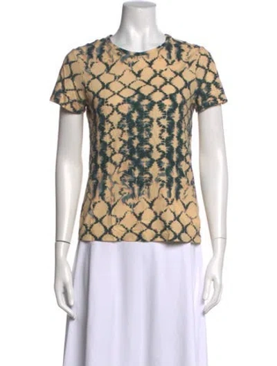 Pre-owned Ulla Johnson Tie-dye Print Crew Neck T-shirt In Yellow
