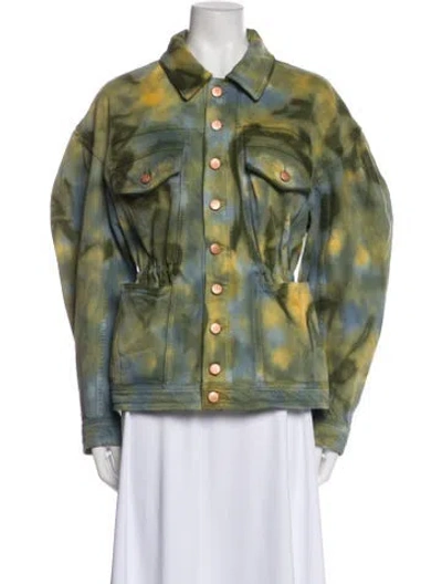 Pre-owned Ulla Johnson Tie-dye Print Denim Jacket In Multi