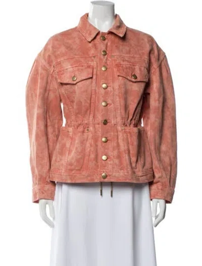 Pre-owned Ulla Johnson Tie-dye Print Denim Jacket In Pink