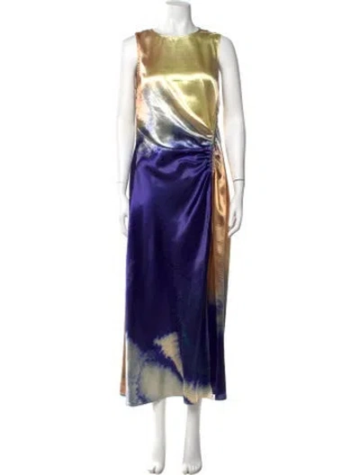 Pre-owned Ulla Johnson Tie-dye Print Long Dress In Blue