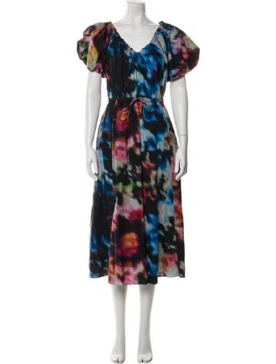 Pre-owned Ulla Johnson Tie-dye Print Long Dress In Multi