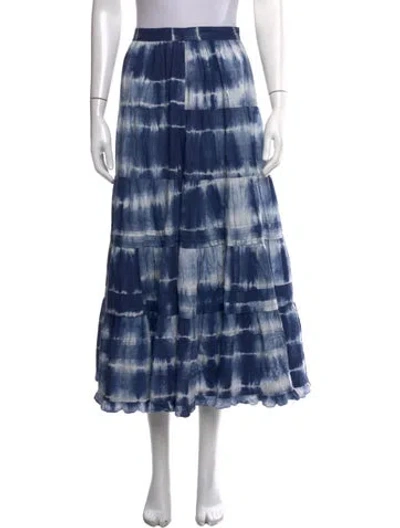 Pre-owned Ulla Johnson Tie-dye Print Long Skirt In Blue